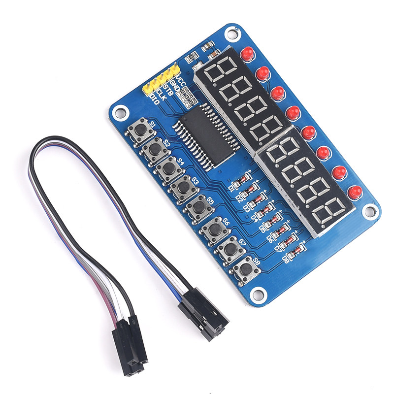 TM1638按键数码管LED显示模块 8位数码管LED\\按键电子模块3线控制_虎窝淘