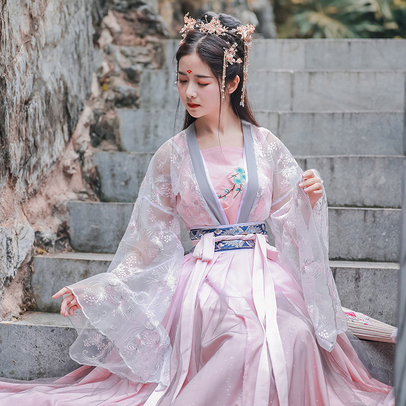 女仙气飘逸古风超仙齐腰纱齐胸汉服 言叶之庭汉服