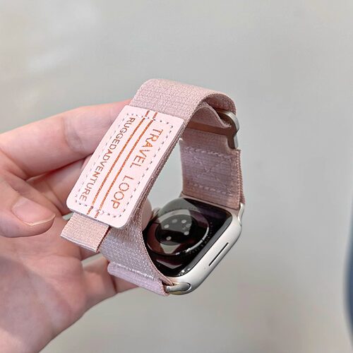 适用iwatch9野径回环表带S10皮标新款Ultra运动户外表带苹果手表S11applewatch8/7/se透气魔术贴帆布户外男女 - 图0