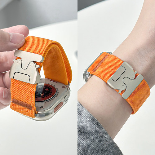 适用applewatchS11新款降落伞扣工装表带iWatchS10弹力针织回环苹果手表9/8/se/Ultra尼龙透气男女运动腕带夏 - 图2