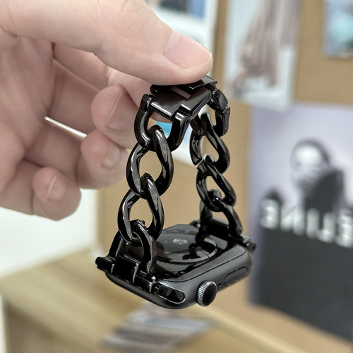 【高级黑】适用iWatchS10黑色金属带系列合集applewatch9/8/7/6/5/SE苹果手表S11经典不锈钢百搭小蛮腰手链女 - 图1