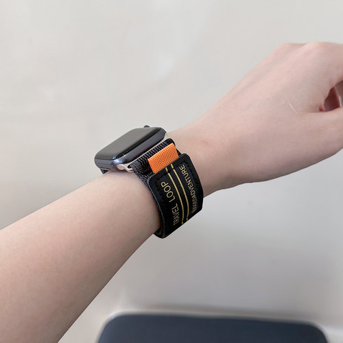 适用iwatch9野径回环表带S10皮标新款Ultra运动户外表带苹果手表S11applewatch8/7/se透气魔术贴帆布户外男女 - 图1