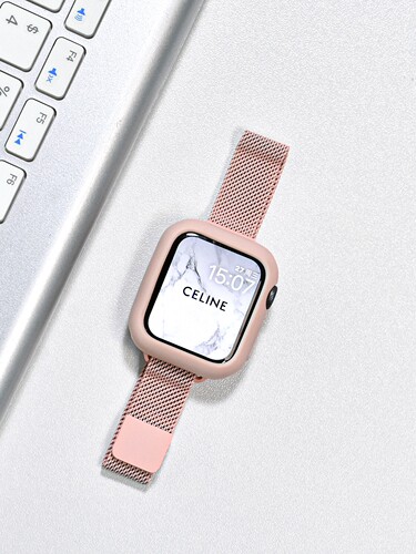 适用于苹果手表applewatchS10/11小蛮腰米兰尼斯细表带iwatch9/8/7/6高级金属不锈钢表带硅胶保护壳套装女 - 图3