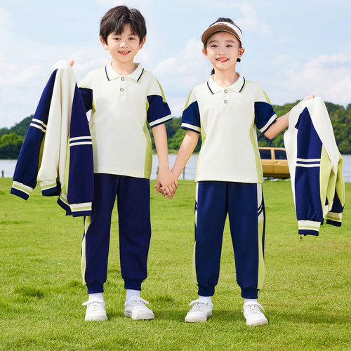 绿色春秋款校服班服运动两件套幼儿园园服棉质复合套装学院风新款 - 图2