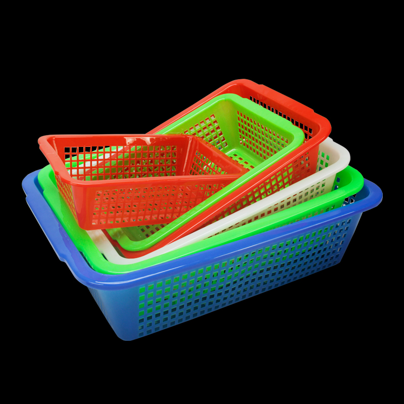 塑料筐子菜篮子长方形框子洗菜筐特加厚厨房收纳商用仓库配货收纳-图2