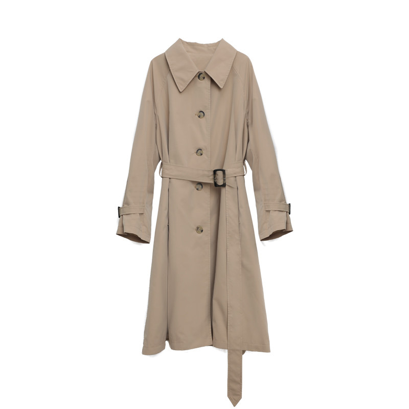 2020秋新款黑色女中长款设计感风衣 赵小果风衣