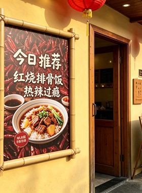 复古竹编相框海报框餐厅挂画定制