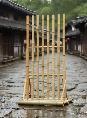 竹子隔断屏风古风中式场景装饰