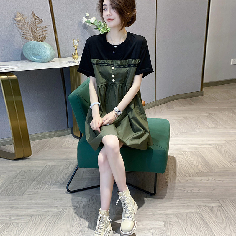 假两件拼接连衣裙休闲娃娃裙子t恤 秋寸连衣裙