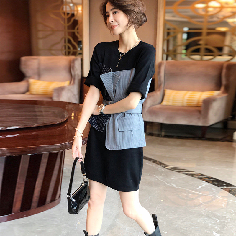 设计感轻熟风西装女气质收腰连衣裙 秋寸连衣裙