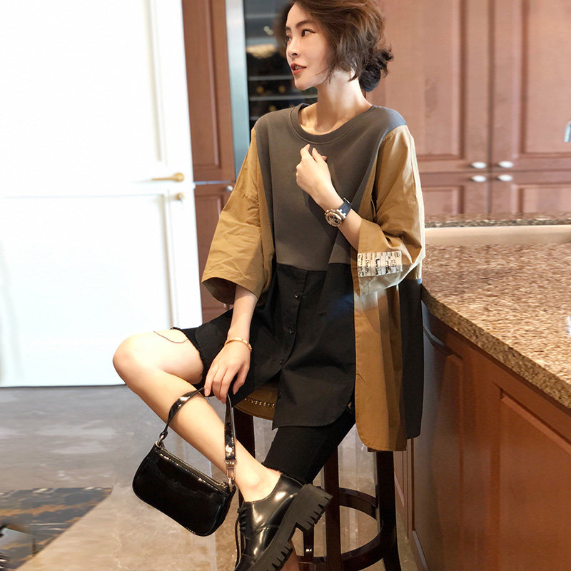 设计感小众外穿百搭中长款裙女衬衫 秋寸衬衫