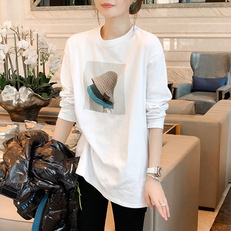 白色t恤印花设计感小众内搭打底衫 秋寸T恤