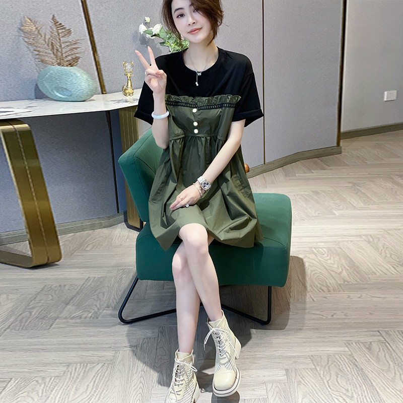 假两件拼接连衣裙休闲娃娃裙子t恤 秋寸连衣裙