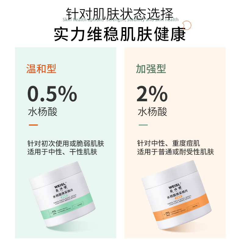 薇诗澜WEISL水杨酸焕采棉片温和清洁毛孔改善肌肤水油湿敷化妆棉 - 图1