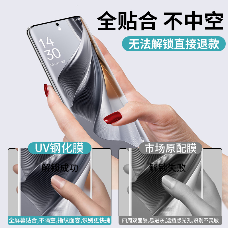 适用opporeno10钢化膜UV手机膜reno10pro防窥膜全屏pro+十新款曲面oppo贴膜opopreno保护全胶曲屏reon水凝por - 图2