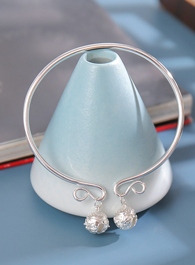 手镯古风铃铛配饰一步一响开口镯子中国风饰品简约脚镯汉服手环