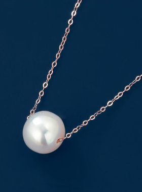 玫瑰金18K珍珠强光O字链项链