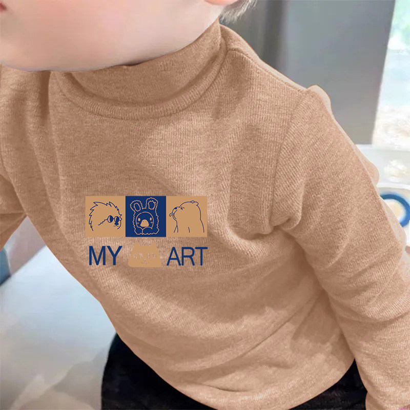 秋冬季宝宝2025德绒长袖T恤儿童内搭半高领打底衫男女童保暖上衣,淘宝优惠券,粉丝福利购,淘宝优惠卷