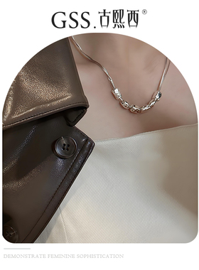 GSS古熙西方碎925银叠戴锁骨链