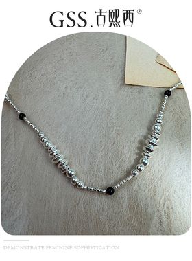 古熙西银珠黑玛瑙流行饰品锁骨链