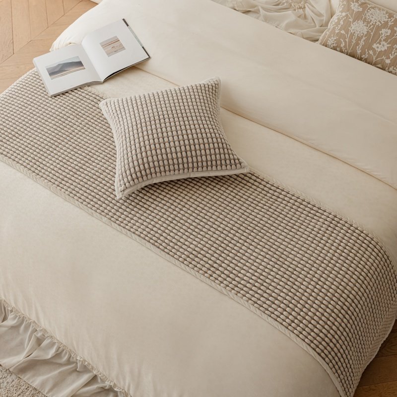 雅梵林诧寂中古风床尾巾高档轻奢民宿酒店软装燕麦色床旗床盖,淘宝优惠券,粉丝福利购,淘宝优惠卷