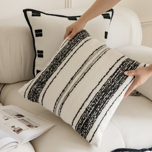 雅梵林法式中古风轻奢抱枕黑白刺绣斑马客厅沙发美式复古靠垫靠枕 - 图3