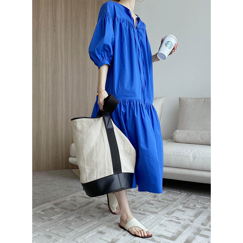 法式v领长袖女2021早秋新款连衣裙 琳灿连衣裙