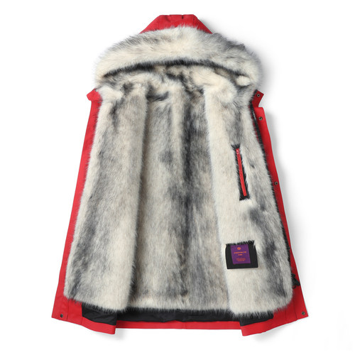 海宁冬季皮草男女同款北极郊狼内胆派克服冲锋衣中长款连帽厚外套 - 图0