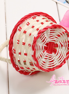 编织收纳篮 花篮塑料藤条儿童手提篮 家居摆件挂篮 厂家