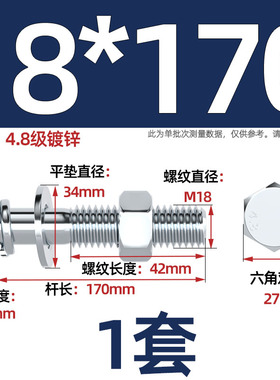 4.8级外六角螺丝螺母螺栓螺钉平垫弹垫套装配件大全M6M8M10M12M16