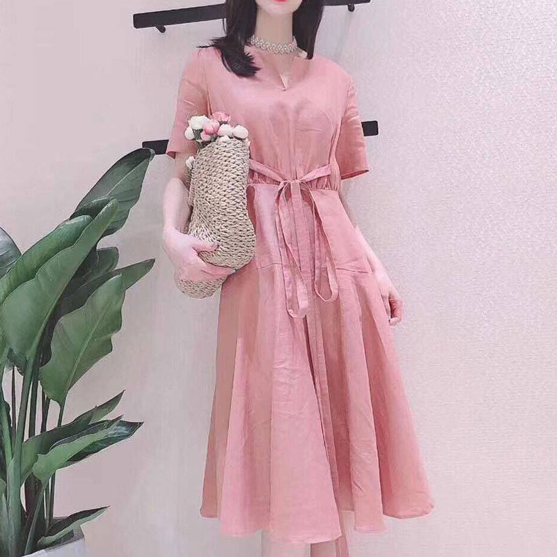 2020 v领短袖长裙 新颖阿玛施正连衣裙