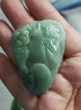 天然翡翠吊坠雕刻件手把件