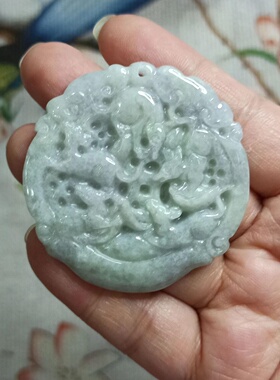 天然翡翠吊坠绿飘花十二生肖鼠