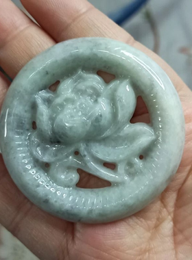 天然翡翠吊坠荷花莲花牌子乌鸡