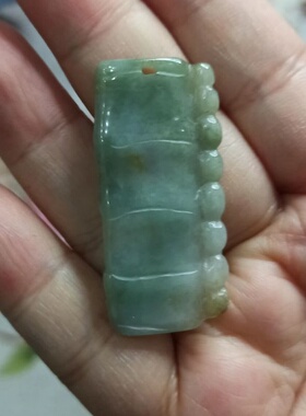 天然翡翠竹节吊坠微棉飘花