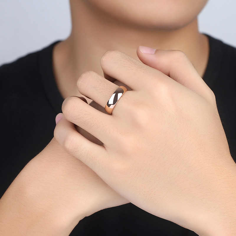 素圈轻奢情侣款结婚镀18k女对戒 peifeite戒指/指环