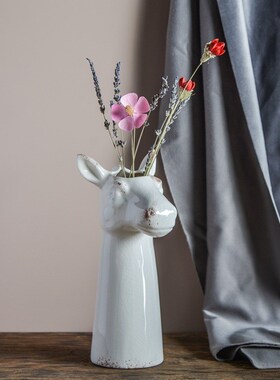 陶瓷花瓶摆件美式田园风格复古插花客厅玄关装饰品花器工艺品