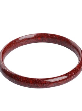 原矿朱砂手镯女款晶体砂内心经细圆条手镯透光本命年叮当镯手环