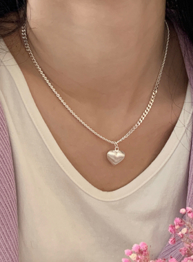 925纯银蛇骨链爱心项链简约气质