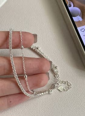 女纯银原创双层镶钻手链