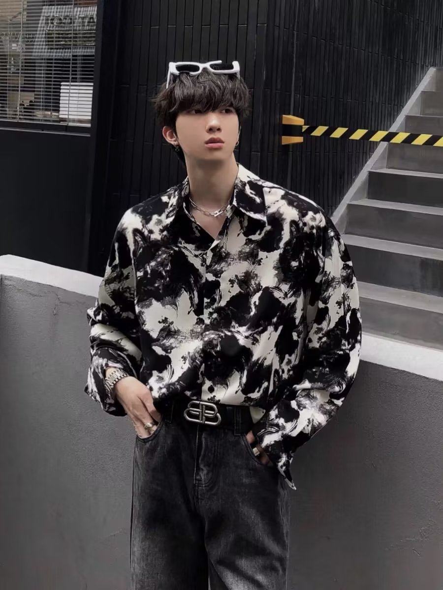 高街潮流夏天衬衫男士套装ins潮牌外套复古日系春夏季发型师衬衣,淘宝优惠券,粉丝福利购,淘宝优惠卷