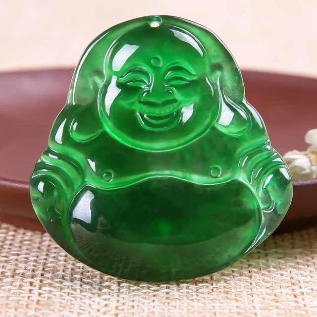 Myanmar Aa jade ice jade Buddha female model Laughing Buddha male jade pendant Maitreya Buddha jade pendant full green pendant pendant jade Buddha