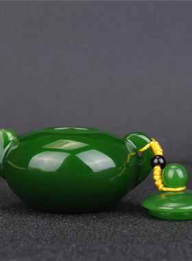 玉器【品牌补贴】玉器新疆和田玉碧玉手壶把件菠菜绿碧玉壶手玩