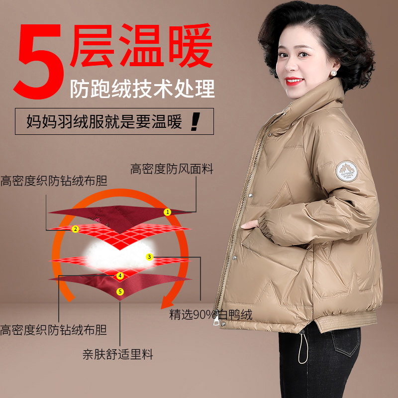 中年短款洋气中老年人女装羽绒服 六顺鸟中老年女装