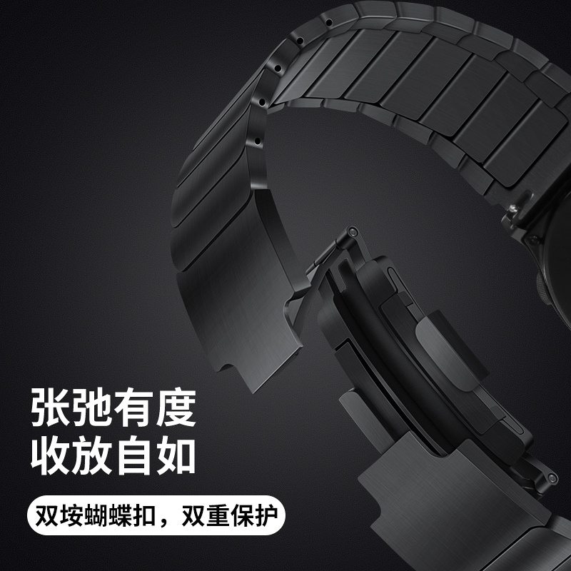 适用vivowatch5手表watchgt2新款iqoo保时捷不锈钢带watch3月光白watch2运动GT智能星辉皓月男生腕带女生表链