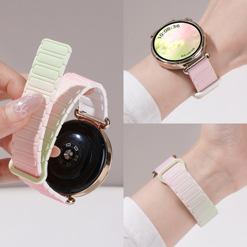 适用华为gt7手表带gt6粉红18mm芭乐watch6pro工字gt5pro磁吸硅胶回环腕表带watch5运动GT4智能3女2春42高级 - 图1
