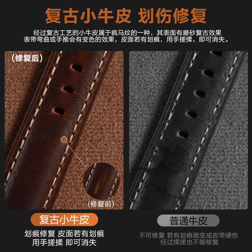 适用华为GT6pro手表带watch5新款gt5复古油蜡gtrunner2小牛皮GT4运动GT3/2Pro智能腕表带4pro男士buds高级感 - 图2