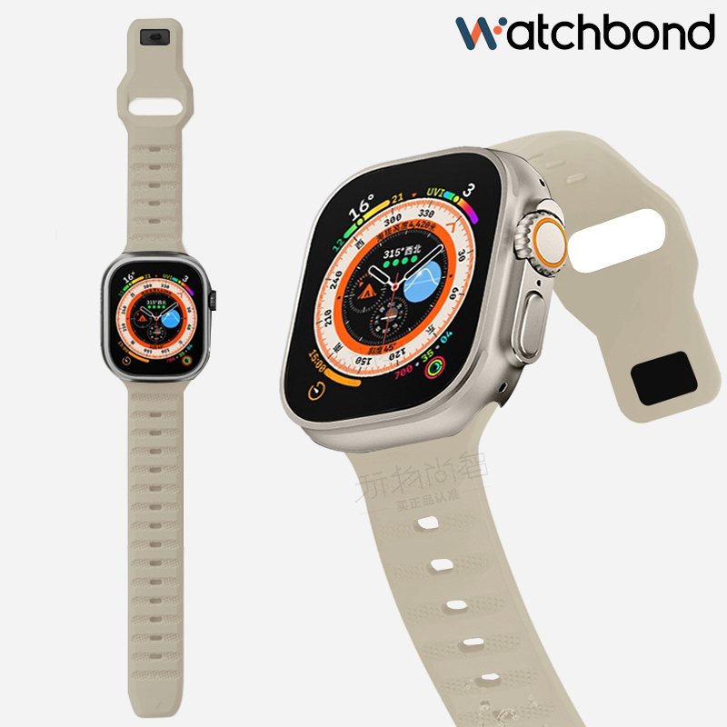 适用苹果iwatch表带Apple Watch Ultra/2橙色运动S8/7/6/5氟橡胶s9硅胶创意38/40/41/42/44/45/49mm男女高级 - 图0