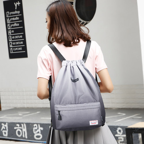 轻便防水束口抽绳双肩包男女运动健身背包大容量旅行包篮球收纳袋 - 图0