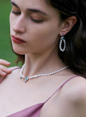 lulu chang设计师款 珍珠复古项链锁骨链 宝石派对SN149